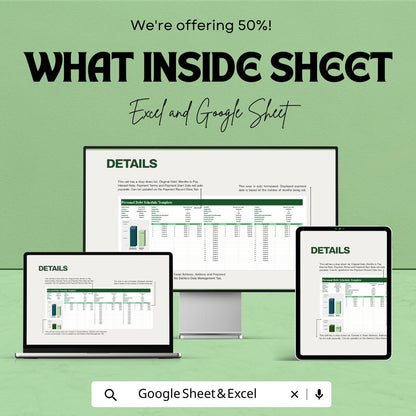 ersonal Debt Schedule Template | Debt Tracker Spreadsheet | Loan Repayment Planner | Excel & Google Sheets Budget Tool