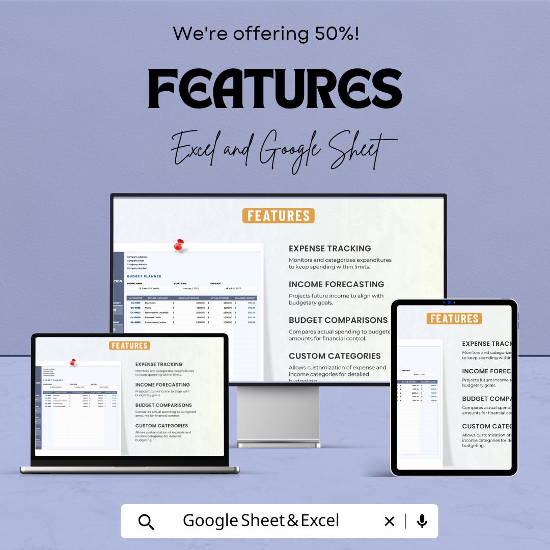 Administration Budget Planner Template | Expense Tracker | Income Forecasting | Business Budget Sheet | Financial Planner