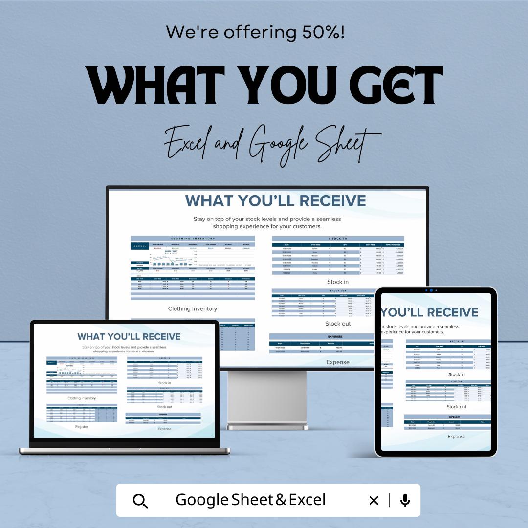 Clothing Inventory Template | Apparel Stock Tracker Spreadsheet | Boutique Inventory Management | Excel & Google Sheets