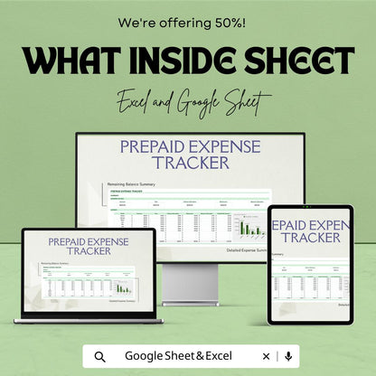 Prepaid Expense Tracker Template | Prepaid Expense Schedule | Expense Tracking Spreadsheet | Excel & Google Sheets Budget Tool