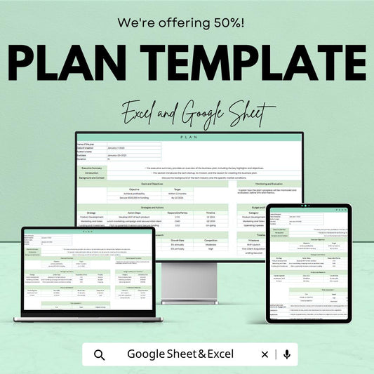 Plan Template | Project Planning Spreadsheet | Goal Tracker Organizer | Excel & Google Sheets | Business and Personal Planning Sheet
