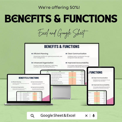30-Day Work Schedule Template | Work Schedule Spreadsheet | Task Management Planner | Productivity Schedule Sheet