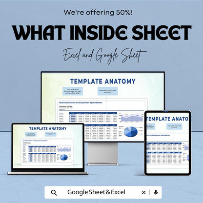 Small Business Income and Expenses Spreadsheet Template | Income Expense Tracker | Business Budget Worksheet | Finance Tracker