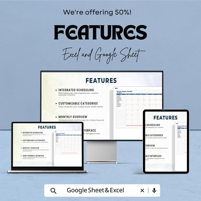 Advertising Social Media Content Calendar Template | Monthly Social Media Planner | Marketing Content Schedule | Social Media  Calendar