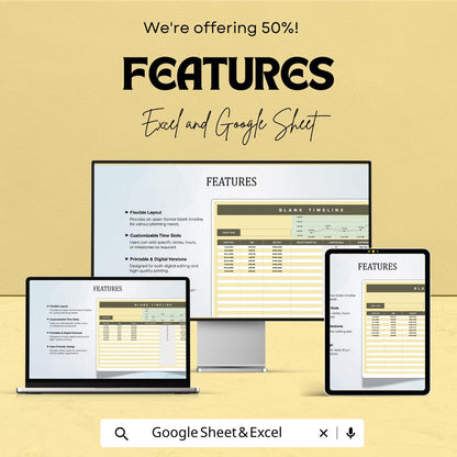 Blank Timeline Sheet - Project Planning Template | Excel and Google Sheet | Track Dates, Milestones & Tasks | Printable Project Tracker