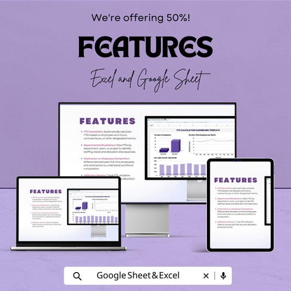 FTE Calculation Dashboard - Google Sheet Template | Employee Resource Planning | FTE Calculation Tool | Full-Time and Part-Time Analysis