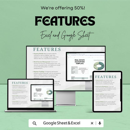 Real Estate Accounting Template | Property Management Finance Tracker | Excel and Google Sheets | Rental Income & Expense Spreadsheet