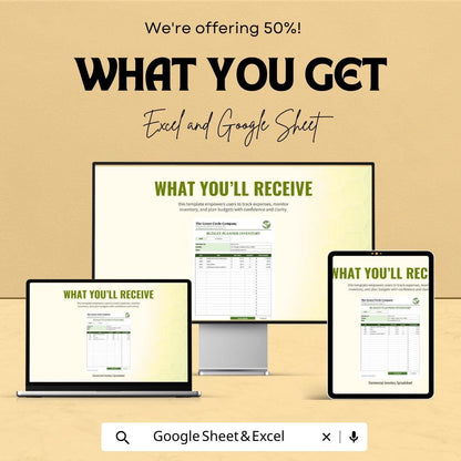 Budget Planner Inventory Spreadsheet - Expense Tracking, Income Management, Budget Optimization - Excel & Google Sheet Template