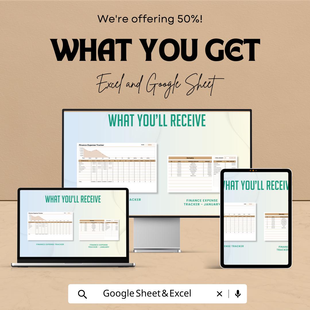 Finance Expense Tracker Template Excel, Annual Budget Spreadsheet, Monthly Expense Tracker, Business Finance Planner