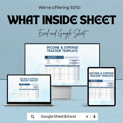 Income and Expense Tracker Template Excel, Monthly Budget Spreadsheet, Small Business Income Tracker,Expense Log Template