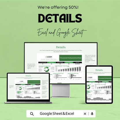 IT Procurement Tracking Dashboard Sheet Template | Excel and Google Sheets | Purchase Order & Supplier Management Tool