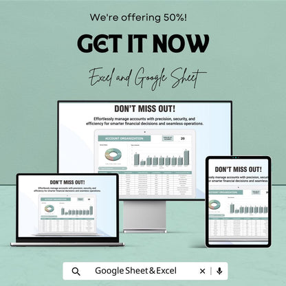 Account Organization Template | Account Management Tracker | Dashboard & Account Status Sheet | Account Log and Reporting