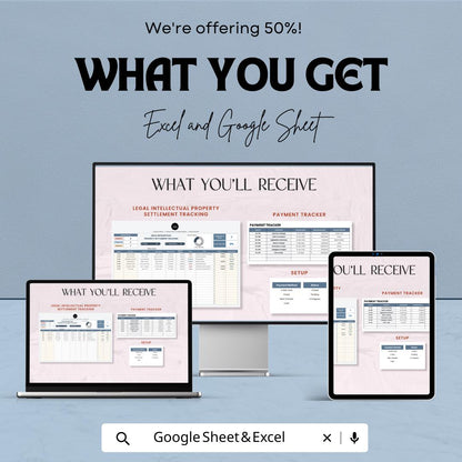 IP Settlement Tracker Template, Legal Case Settlement Log, Intellectual Property Payment Tracker, Legal Settlement Spreadsheet