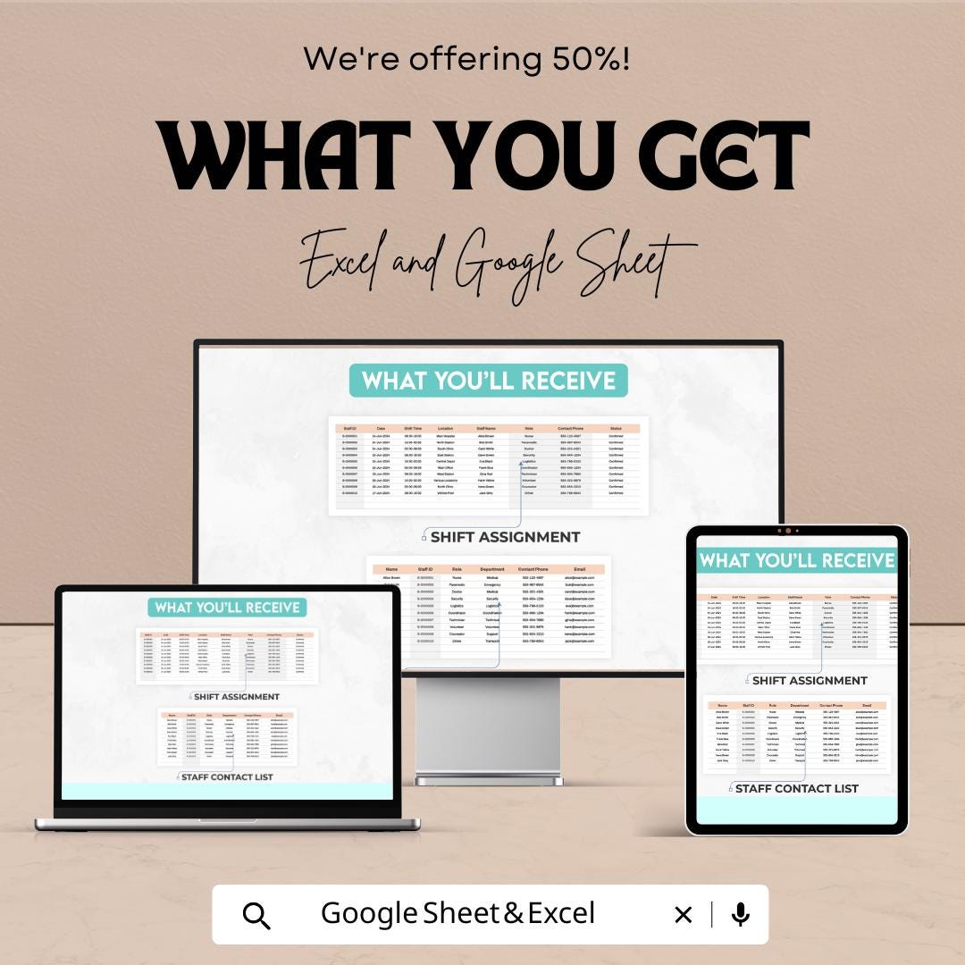 Emergency Staffing Roster Template | Excel and Google Sheets | Emergency Staff Schedule, Shift Assignment & Crisis Response Planner