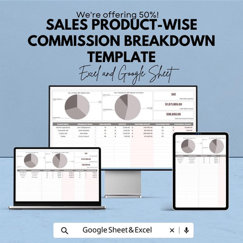 Sales Product Wise Commission Breakdown Template | Sales Commission Spreadsheet | Automated Commission Calculator