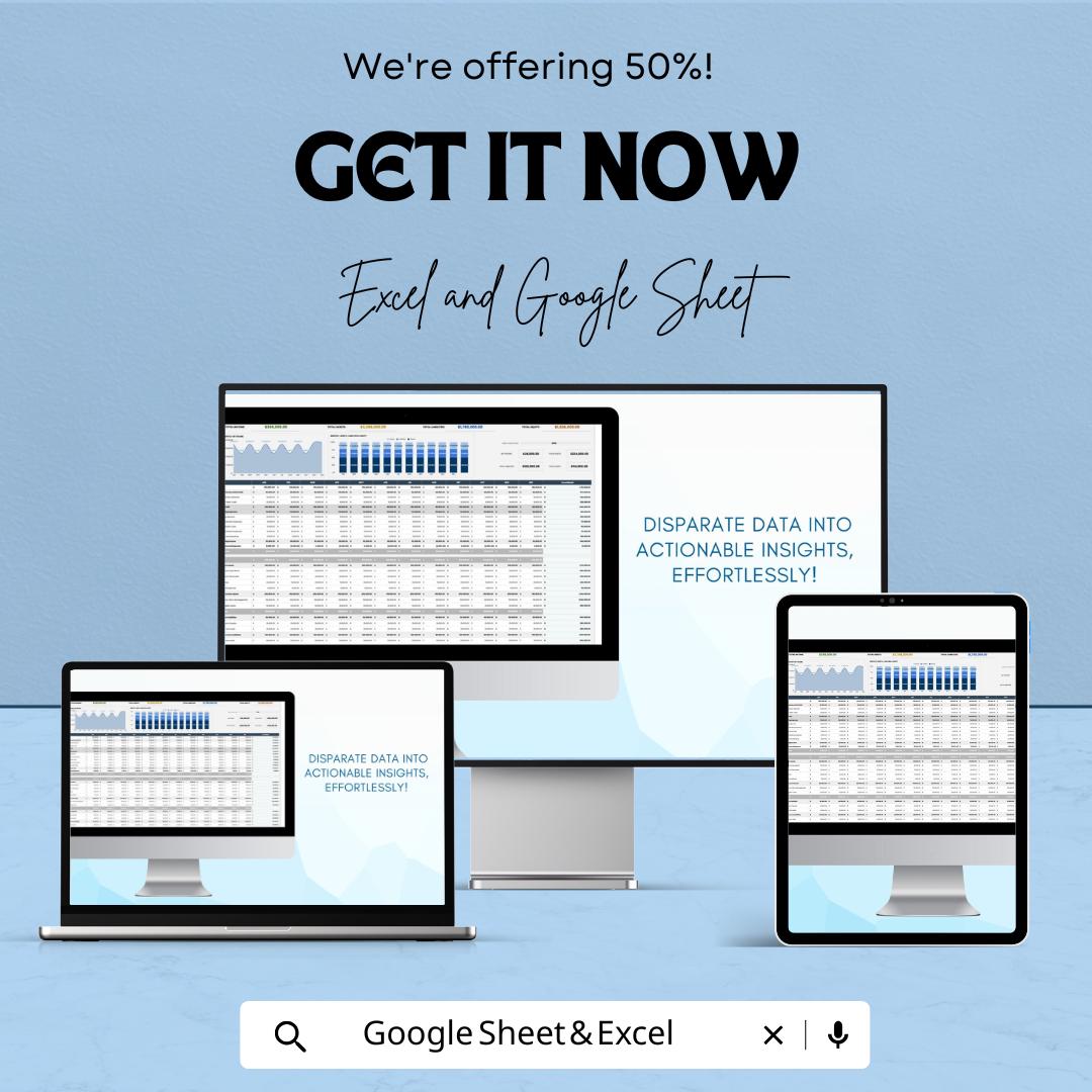 Financial Data Consolidation Sheet | Excel and Google Sheet Template | Budget Tracking, Financial Reporting & Data Analysis