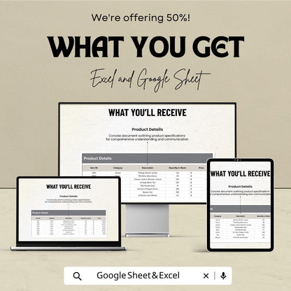 Self Employed Invoice Receipt Sheet - Customizable Google Sheet & Excel Template for Small Business Owners