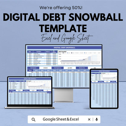 Digital Debt Snowball Template | Debt Payoff Spreadsheet | Debt Snowball Calculator | Debt Tracker | Debt Payment Planner