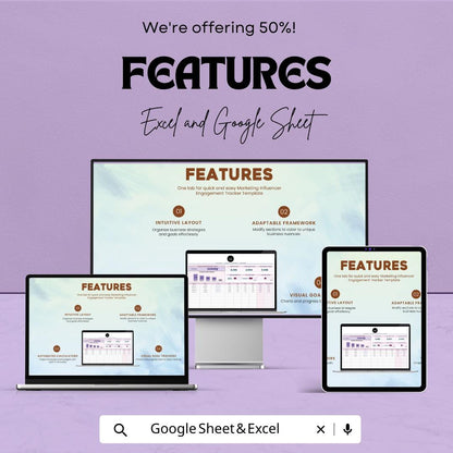 Influencer Engagement Tracker Template | Social Media Engagement Spreadsheet | Marketing Influencer Tracker | KPI & Analytics Tool