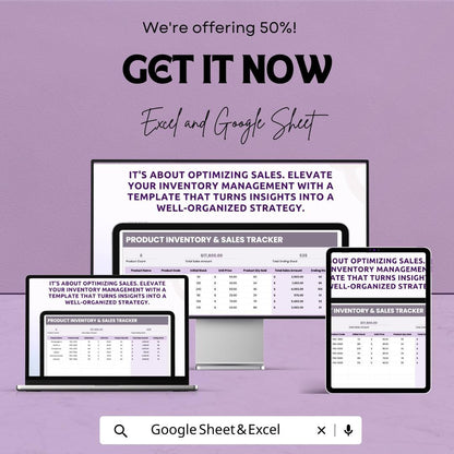 Product Inventory and Sales Tracker Sheet | Excel and Google Sheets | Stock and Order Log | Sales Report Template | Instant Download