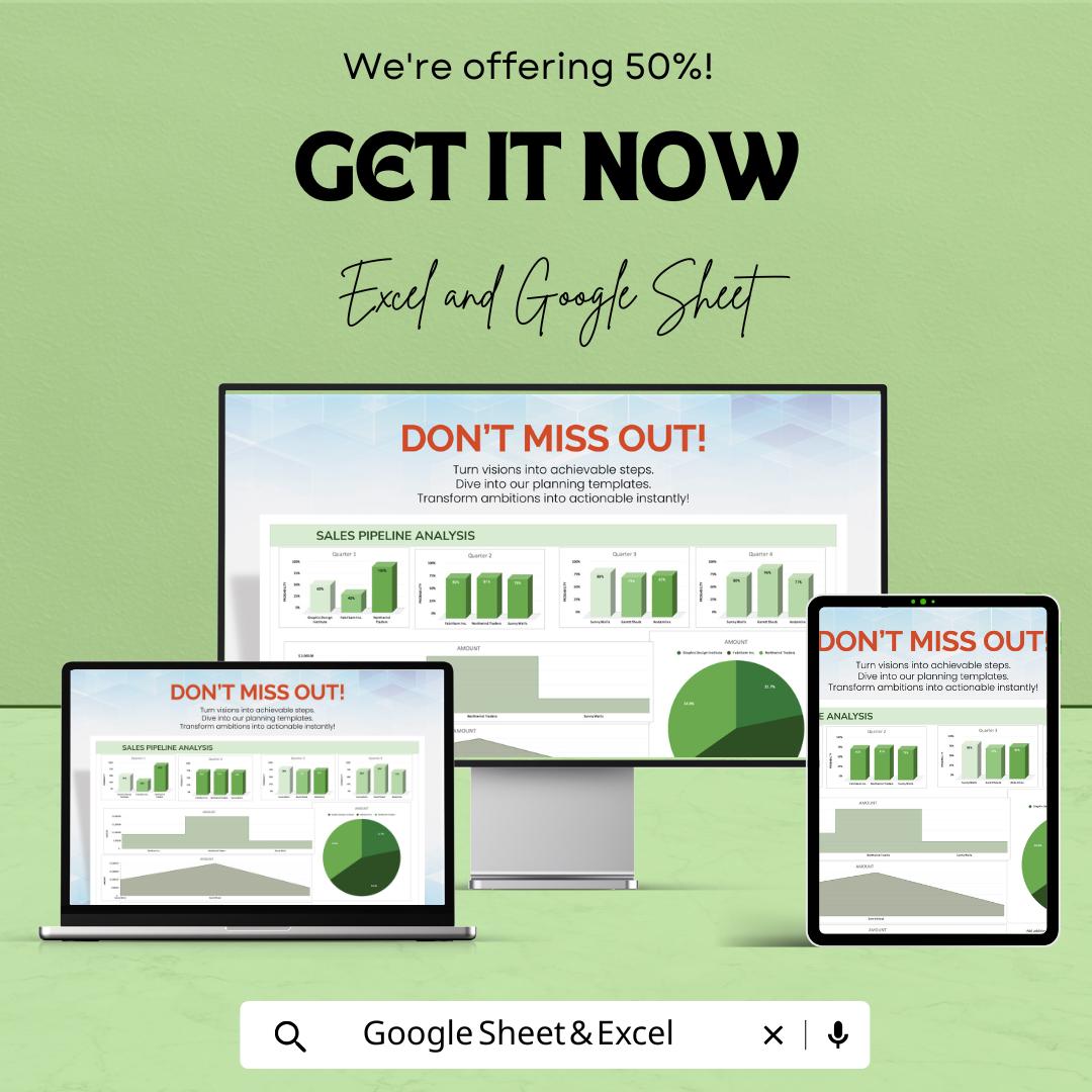 Sales Pipeline Analysis Sheet | Excel & Google Sheet | Sales Tracker | Lead Management Template | Sales Forecasting Tool