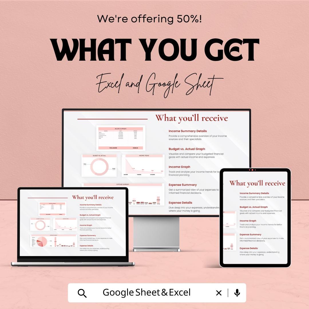 Financial Planner Template | Monthly Budget Spreadsheet | Income Expense Tracker | Personal Finance Sheet