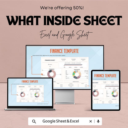 Finance Sheet | Personal and Business Budget Tracker | Excel and Google Sheet Template with Income & Expense Categories
