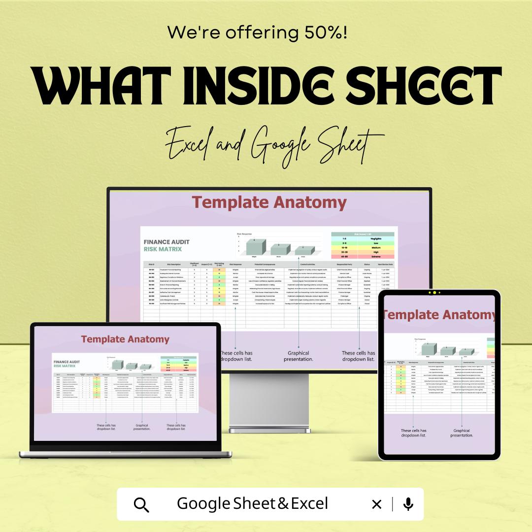 Finance Audit Risk Matrix Template | Audit Risk Evaluation Chart | Internal Control Risk Register | Risk Scoring Spreadsheet