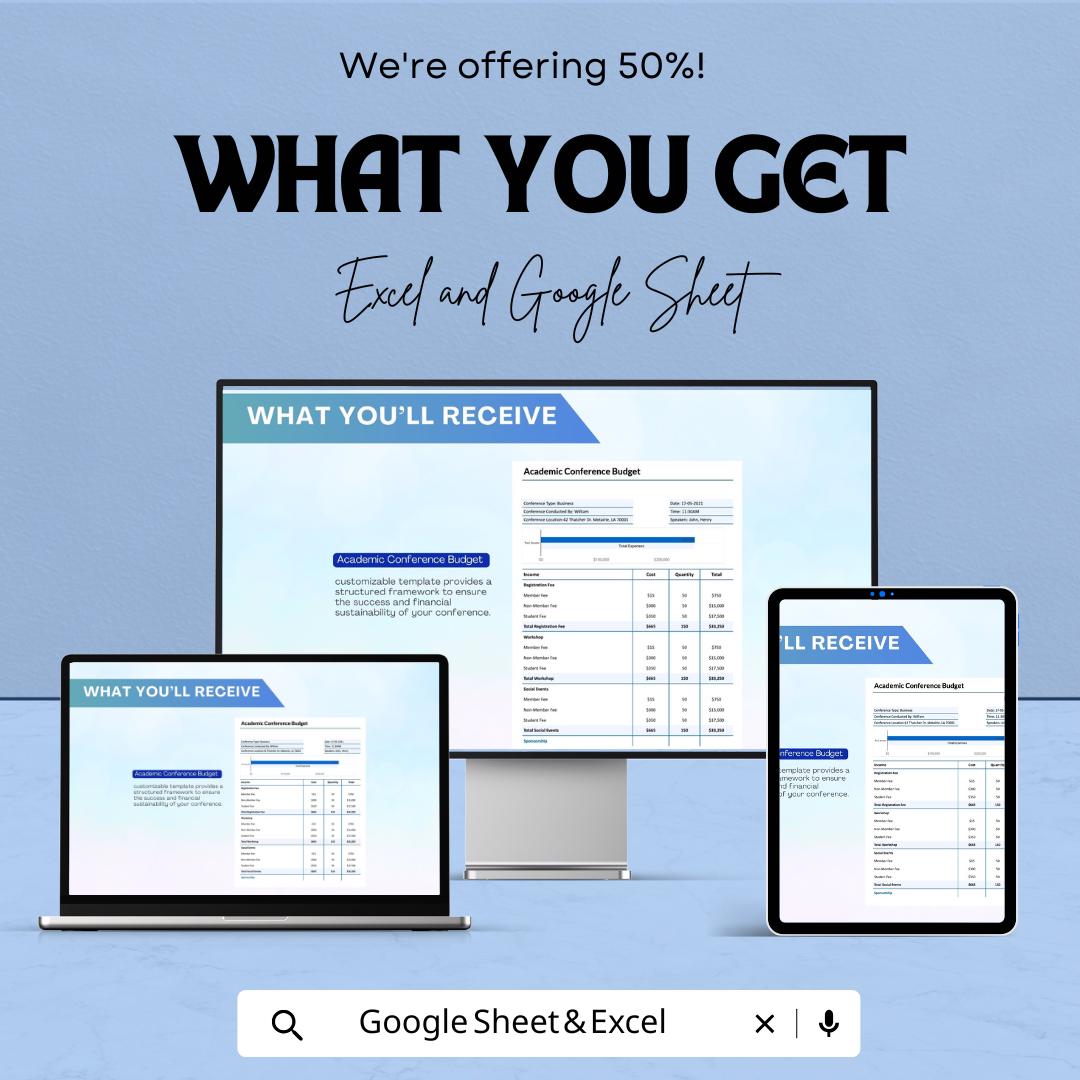 Academic Conference Budget Template | Conference Planning Spreadsheet | Excel & Google Sheets Budget Planner | Event Expense Tracker