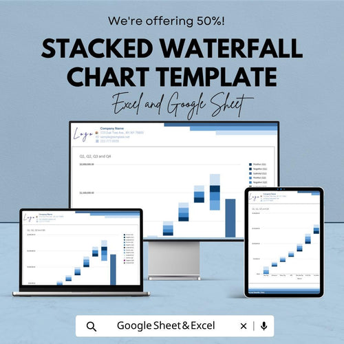Stacked Waterfall Chart Template | Financial Analysis Spreadsheet | Dynamic Business Dashboard | Excel & Google Sheets
