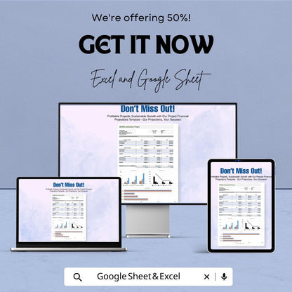 Project Financial Projections Template | Project Forecasting Spreadsheet | Revenue and Expense Forecast Template | Financial Planning Model