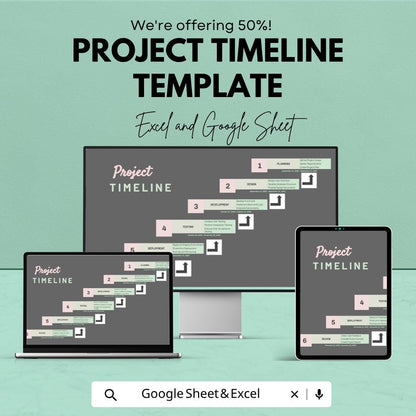 Project Timeline Template | Project Schedule Spreadsheet | Gantt Chart Tracker | Project Planning Template | Excel & Google Sheets |