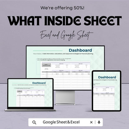 Debt Calculator Template | Debt Payoff Tracker Spreadsheet | Loan Interest Calculator | Monthly Payment Schedule Template