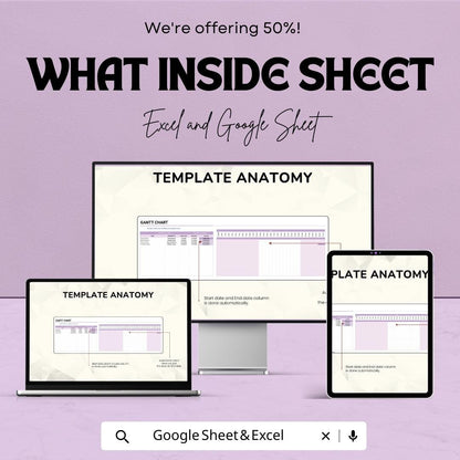 Calendar Gantt Template | Excel and Google Sheets | Project Timeline Planner | Task Schedule Chart | Editable Project Management Template