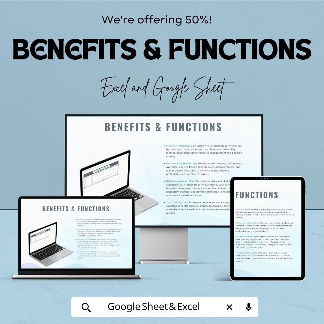 Rental Property Spreadsheet Template, Rental Income Tracker, Landlord Expense Tracker, Real Estate Investment Sheet