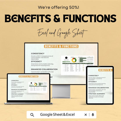50% OFF - Administration Communication Plan Tracker Sheet - Excel & Google Sheets | Track and Manage Communication Efforts |