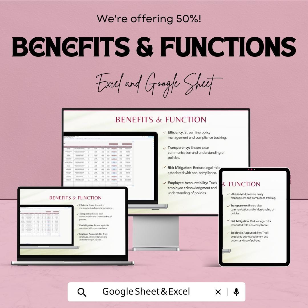 Legal Employment & Labor HR Policy Compliance Tracker | HR Policy Register Excel Template | HR Compliance Tracker
