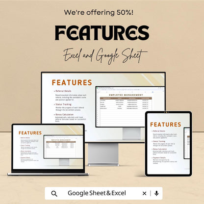 Employee Referral Bonus Tracker HR Template | Excel & Google Sheets | Employee Referral Program Tracker | Hiring Bonus Tracking Tool