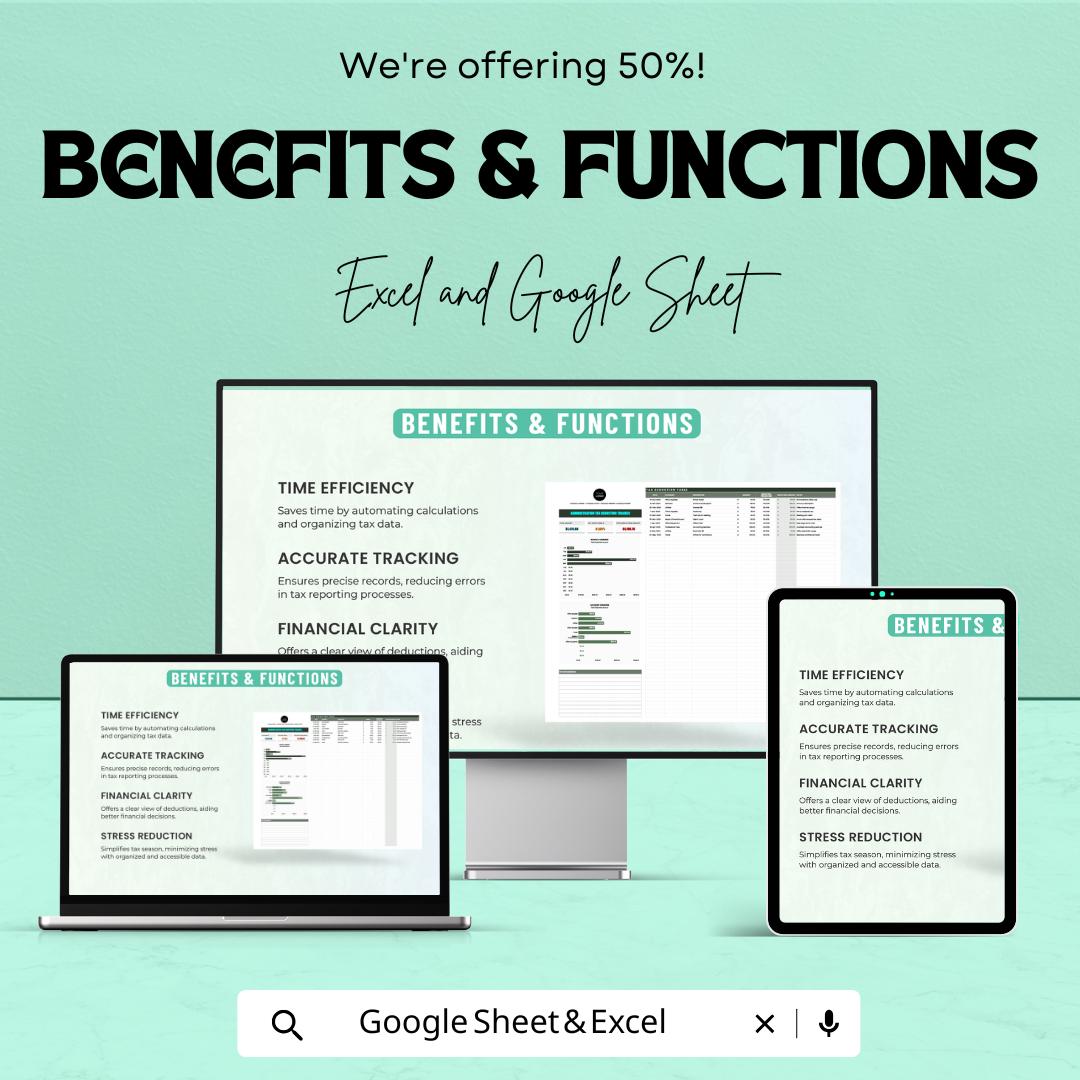 50% OFF - Administration Tax Deduction Tracker Sheet - Excel & Google Sheets | Manage Tax Deductions and Expenses | Tax Filing Template |
