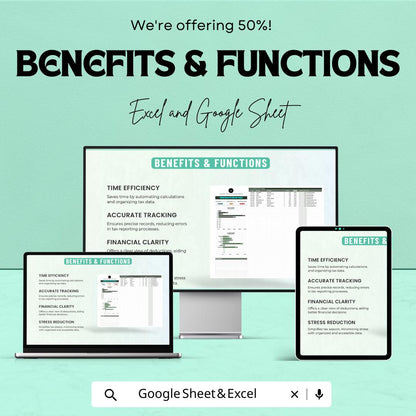 50% OFF - Administration Tax Deduction Tracker Sheet - Excel & Google Sheets | Manage Tax Deductions and Expenses | Tax Filing Template |