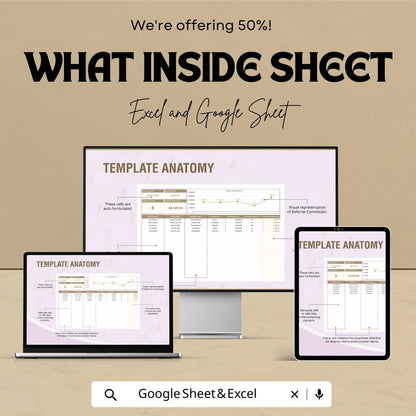 Sales Referral Commission Calculator Sheet | Excel and Google Sheets Template | Track Referrals & Commissions | Automated Commission Tracker
