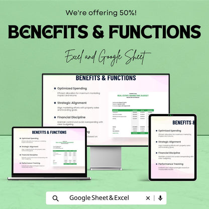 Real Estate Marketing Budget Template | Property Marketing Expense Tracker | Realtor Budget Planner | Marketing ROI Spreadsheet |