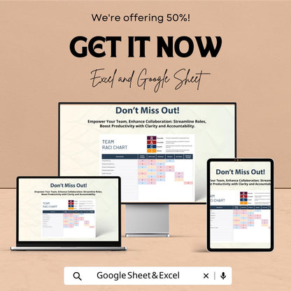 Team RACI Chart Template Excel & Google Sheets | Responsibility Matrix | Project Role Assignment Tracker | Team Workflow Planner