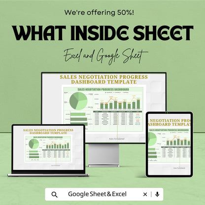 Sales Negotiation Progress Dashboard Template | Excel & Google Sheets Sales Tracker | Deal Pipeline and Performance Dashboard