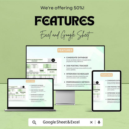 Startup HR Recruitment Tracker Template | Excel & Google Sheets Hiring Dashboard | Applicant Management Spreadsheet | HR Recruitment Tracker