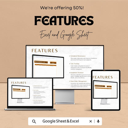 Maintenance Log Sheet Template for Vehicle and Equipment Tracking | Excel & Google Sheets | 50% OFF