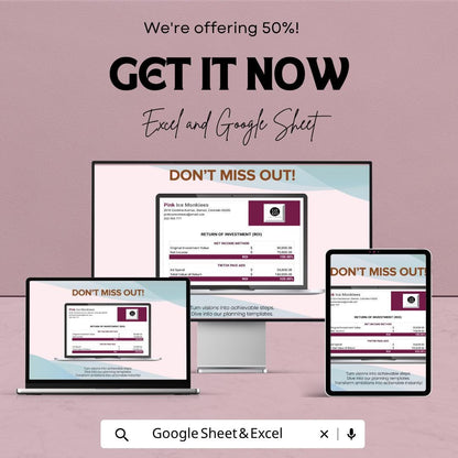 Marketing Campaign ROI Template | ROI Calculator Spreadsheet | Ad Spend Tracker | Marketing Analytics Template | Business ROI Sheet