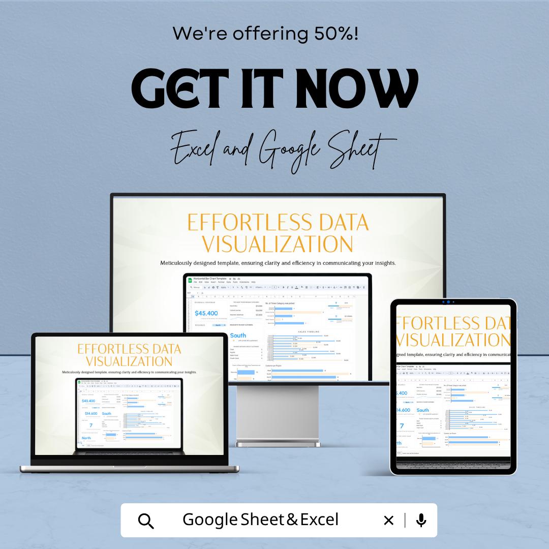 Horizontal Bar Chart Template | Data Visualization Spreadsheet | Business Chart Dashboard | Editable Graph Template | Reporting Tool