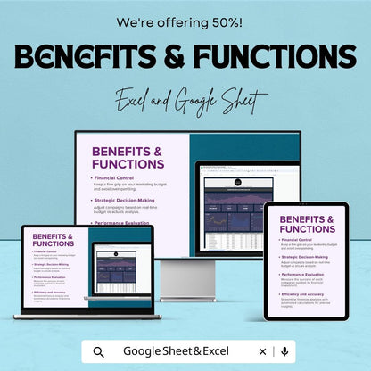 Marketing Budget vs Actuals Dashboard for Excel and Google Sheets | Track Marketing Spend & Performance | Budget vs Actuals Tracking Tool