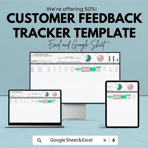 Customer Feedback Tracker Template | Feedback Management Spreadsheet | Customer Review Tracker | Excel & Google Sheets